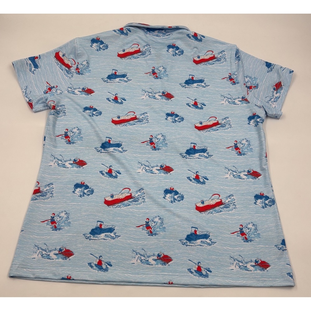 Waggle Golf Mens 2XL Blue Water Sports Print‎ Performance Polo Shirt NWT - Picture 6 of 6